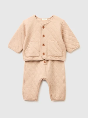 Benetton, Quilted Fabric Suit, Size: 82, Beige, Kids United Colors of Benetton