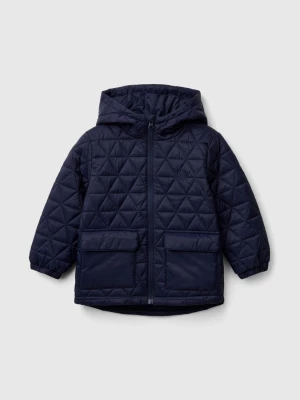 Benetton, Quilted Jacket With Hood, size 90, Dark Blue, Kids United Colors of Benetton