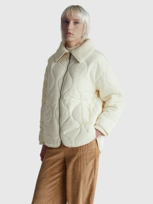 Benetton, Quilted Nylon Jacket, Size: XS, Creamy White, Women United Colors of Benetton