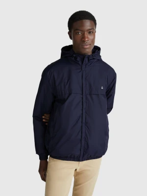 Benetton, Rain Defender Jacket With Hood, Size: S, Dark Blue, Men United Colors of Benetton
