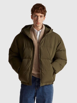 Benetton, Real Recycled Down Padded Jacket, Size: XS, Dark Green, Men United Colors of Benetton