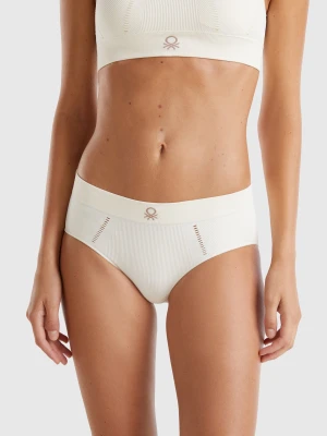 Benetton, Recycled Nylon Blend Boyshort Underwear, size XS, Creamy White, Women United Colors of Benetton