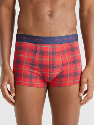 Benetton, Red And Blue Tartan Boxer Shorts, Size: XL, Red, Men United Colors of Benetton