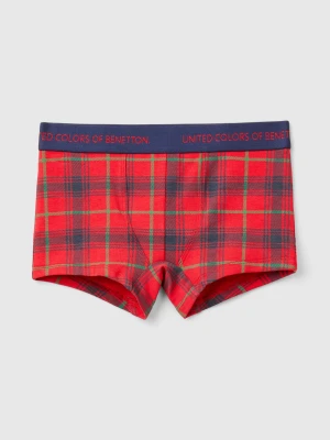 Benetton, Red And Blue Tartan Boxer Shorts, size XS, Red, Kids United Colors of Benetton