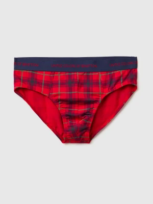 Benetton, Red And Blue Tartan Underwear, Size: XL, Red, Men United Colors of Benetton