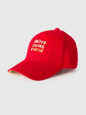 Benetton, Red Baseball Cap With Logo Embroidery, Size: 98, Red, Kids United Colors of Benetton