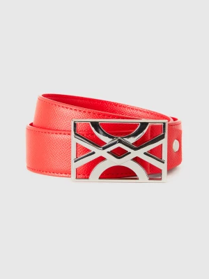 Benetton, Red Belt With Logoed Buckle, size L, Red, Women United Colors of Benetton