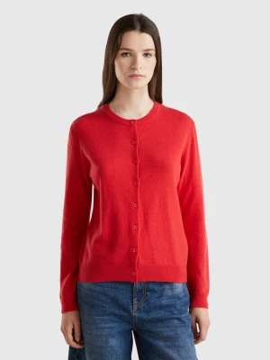 Benetton, Red Cardigan In Wool And Cashmere Blend, size L, Red, Women United Colors of Benetton