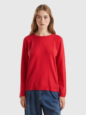 Benetton, Red Crew Neck Sweater In Wool And Cashmere Blend, size XL, Red, Women United Colors of Benetton