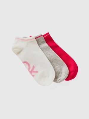 Benetton, Red, Gray And White Short Socks, size 20-24, Multi-color, Kids United Colors of Benetton