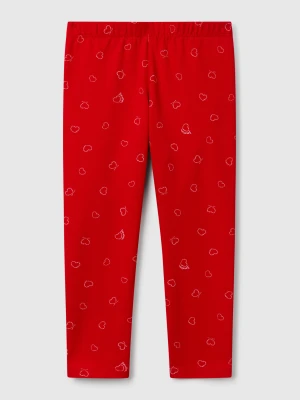 Benetton, Red Leggings With Heart Print, size 116, Red, Kids United Colors of Benetton