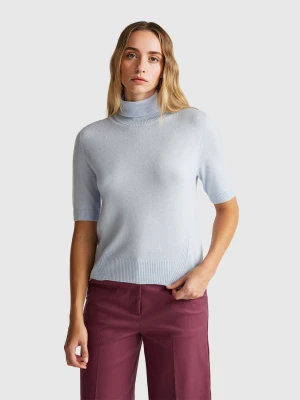 Benetton, Red Short Sleeve Turtleneck In Cashmere Blend, Size: XXS, Light Blue, Women United Colors of Benetton