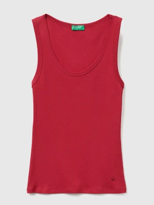 Benetton, Red Tank Top In Pure Cotton, Size: XXS, Strawberry, Women United Colors of Benetton