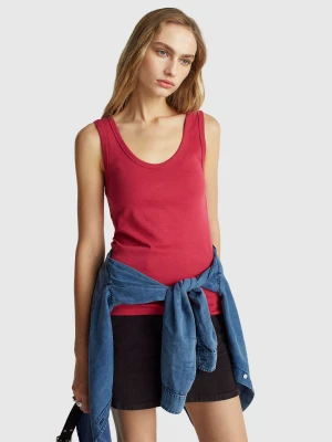 Benetton, Red Tank Top In Pure Cotton, Size: XXS, Strawberry, Women United Colors of Benetton