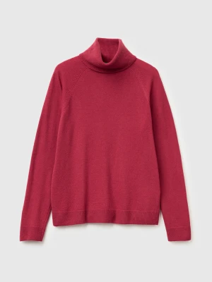 Benetton, Red Turtleneck Sweater In Cashmere And Wool Blend, Size: XXS, Strawberry, Women United Colors of Benetton