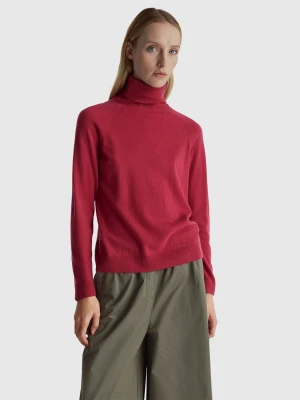 Benetton, Red Turtleneck Sweater In Cashmere And Wool Blend, Size: XXS, Strawberry, Women United Colors of Benetton
