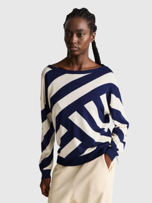 Benetton, Regimental Striped Sweater, Size: XXS, Dark Blue, Women United Colors of Benetton