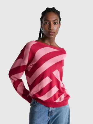 Benetton, Regimental Striped Sweater, Size: XXS, Strawberry, Women United Colors of Benetton