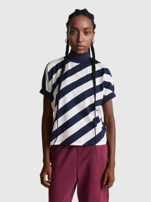 Benetton, Regimental Striped T-shirt, Size: XL, Dark Blue, Women United Colors of Benetton