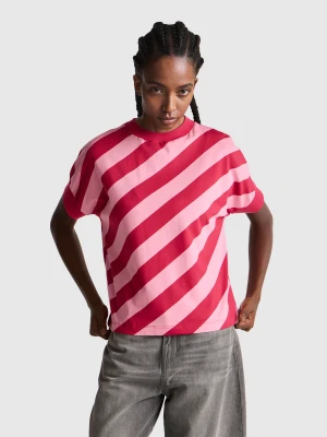Benetton, Regimental Striped T-shirt, Size: XL, Pink, Women United Colors of Benetton