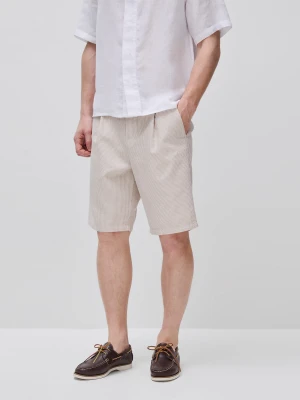 Zdjęcie produktu Benetton, Regular Fit Bermuda Shorts In Linen Blend, Creamy White, Men United Colors Of Benetton