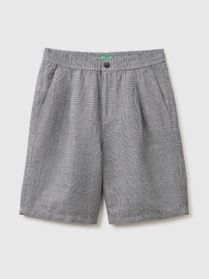 Zdjęcie produktu Benetton, Regular Fit Bermuda Shorts In Linen Blend, Gray, Men United Colors Of Benetton
