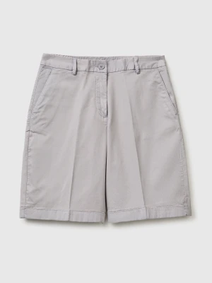 Benetton, Regular Fit Bermuda Shorts With Turn-ups, Gray, Women United Colors of Benetton