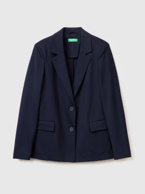 Benetton, Regular Fit Blazer, Dark Blue, Women United Colors of Benetton