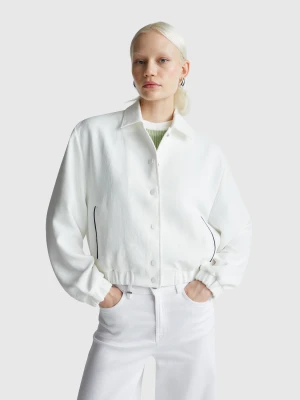 Benetton, Regular Fit Bomber Jacket, Size: XXS, Creamy White, Women United Colors of Benetton
