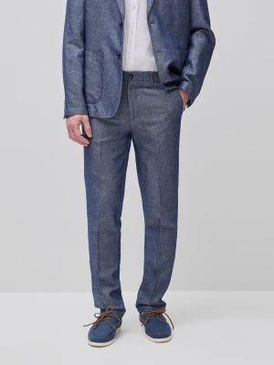 Benetton, Regular Fit Chinos In Linen Blend, Size: 54, Blue, Men United Colors of Benetton