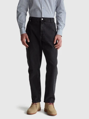 Benetton, Regular Fit Denim Chinos, Size: 35, Black, Men United Colors of Benetton
