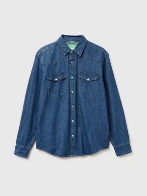 Benetton, Regular Fit Denim Shirt, Size: XS, Light Blue, Men United Colors of Benetton