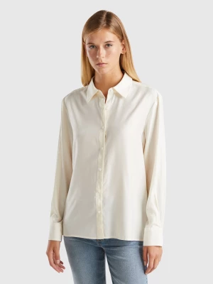 Benetton, Regular Fit Flowy Shirt, size M, Creamy White, Women United Colors of Benetton