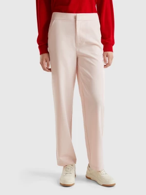 Benetton, Regular Fit Flowy Trousers, size , Soft Pink, Women United Colors of Benetton