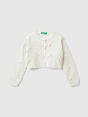 Benetton, Regular Fit Knit Cardigan, size 104, Creamy White, Kids United Colors of Benetton