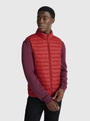 Benetton, Regular Fit Padded Vest, Size: XS, Brick Red, Men United Colors of Benetton