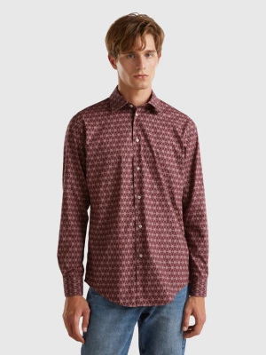 Benetton, Regular Fit Patterned Shirt, size L, Brown, Men United Colors of Benetton