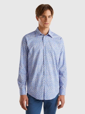 Benetton, Regular Fit Patterned Shirt, size L, Light Blue, Men United Colors of Benetton