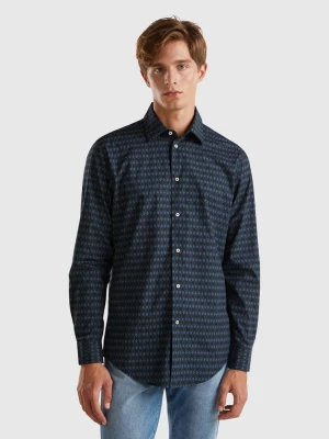 Benetton, Regular Fit Patterned Shirt, size M, Dark Blue, Men United Colors of Benetton