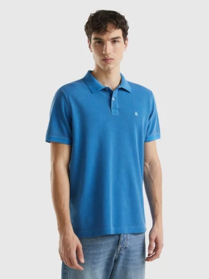 Benetton, Regular Fit Polo In 100% Organic Cotton, size L, Air Force Blue, Men United Colors of Benetton