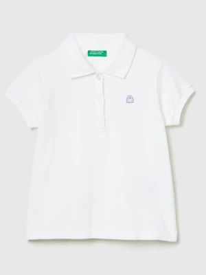 Benetton, Regular Fit Polo In Organic Cotton, size 110, White, Kids United Colors of Benetton