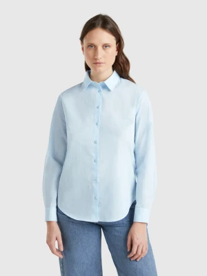 Benetton, Regular Fit Shirt In Cotton, size XXS, Sky Blue, Women United Colors of Benetton