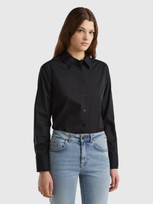 Benetton, Regular Fit Shirt In Light Cotton, size L, Black, Women United Colors of Benetton