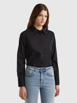 Benetton, Regular Fit Shirt In Light Cotton, size L, Black, Women United Colors of Benetton