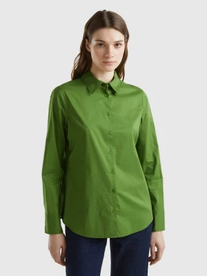 Benetton, Regular Fit Shirt In Light Cotton, size L, Military Green, Women United Colors of Benetton