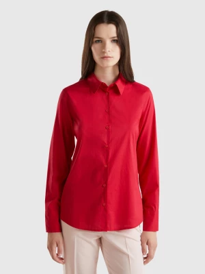 Benetton, Regular Fit Shirt In Light Cotton, size L, Plum, Women United Colors of Benetton