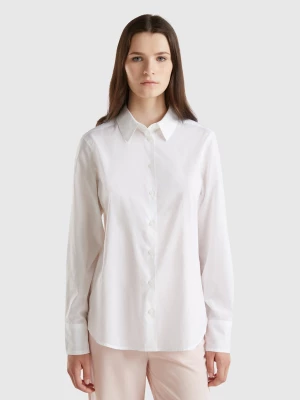 Benetton, Regular Fit Shirt In Light Cotton, size M, White, Women United Colors of Benetton