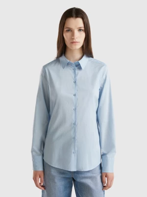 Benetton, Regular Fit Shirt In Light Cotton, size XL, Sky Blue, Women United Colors of Benetton