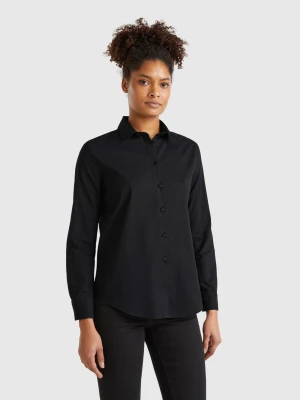 Benetton, Regular Fit Shirt In Light Cotton, size XXS, Black, Women United Colors of Benetton