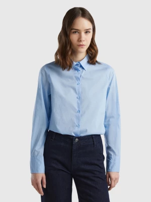 Benetton, Regular Fit Shirt In Light Cotton, size XXS, Sky Blue, Women United Colors of Benetton